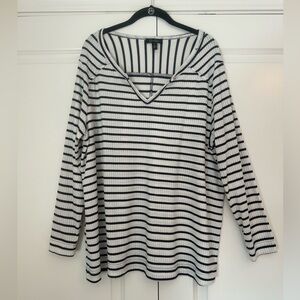 Women’s Plus Size Jessica Simpson Navy and White Striped Long Sleeve Top